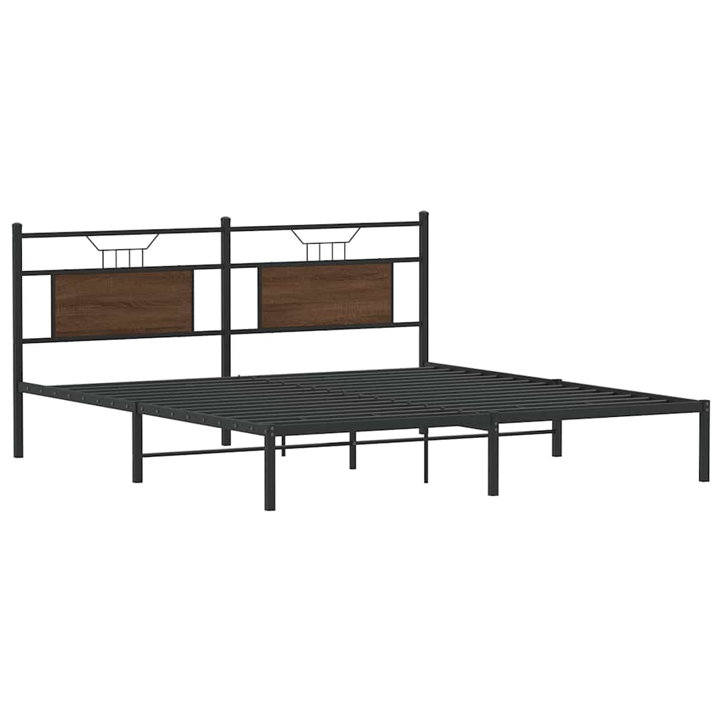 Bed frame without mattress brown oak look 183x203 cm