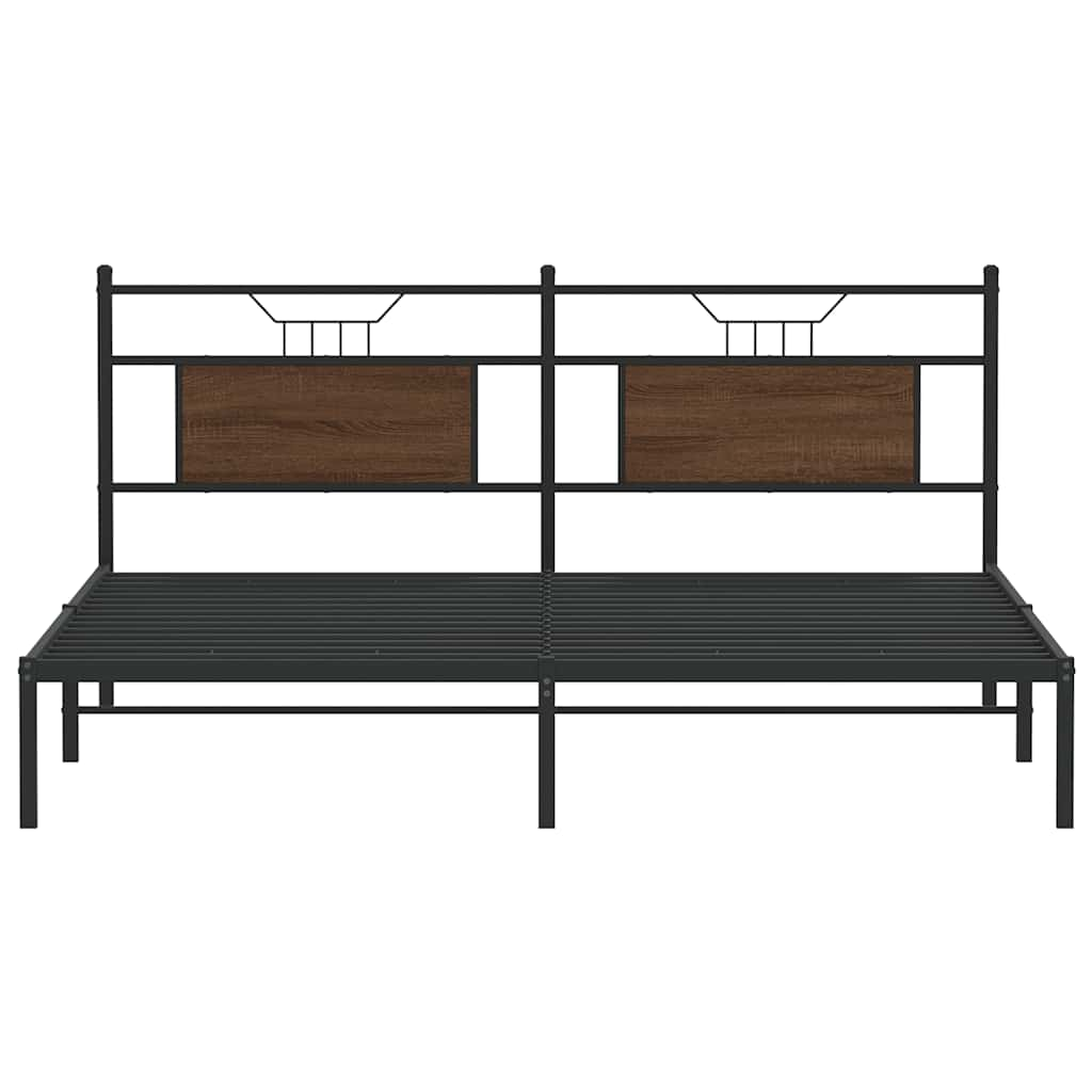 Bed frame without mattress brown oak look 183x203 cm