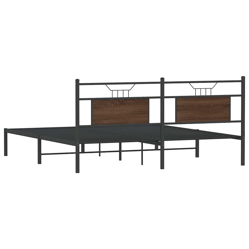 Bed frame without mattress brown oak look 183x203 cm