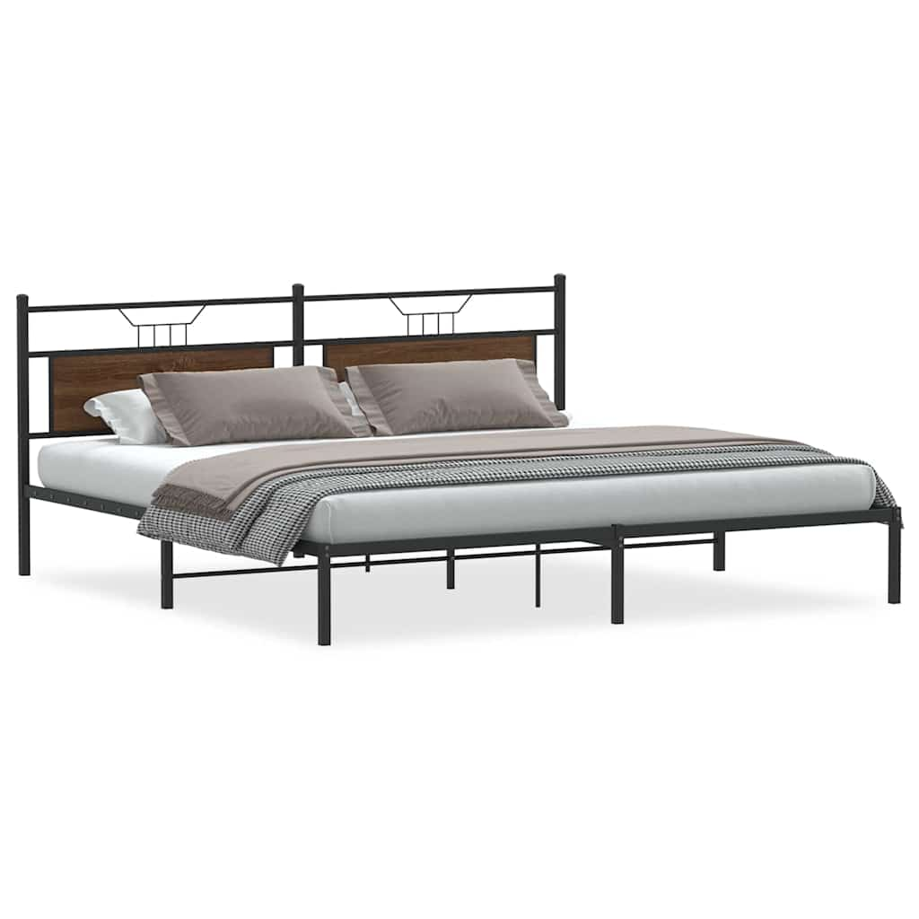 Bed frame without mattress brown oak look 193x203 cm