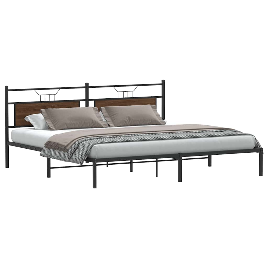 Bed frame without mattress brown oak look 193x203 cm