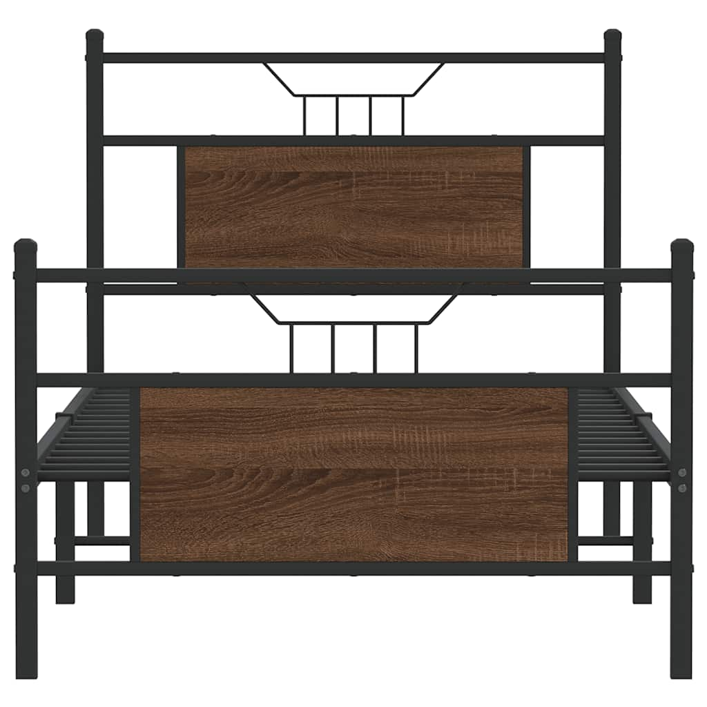 Bed frame without mattress brown oak 80x200 cm wood material