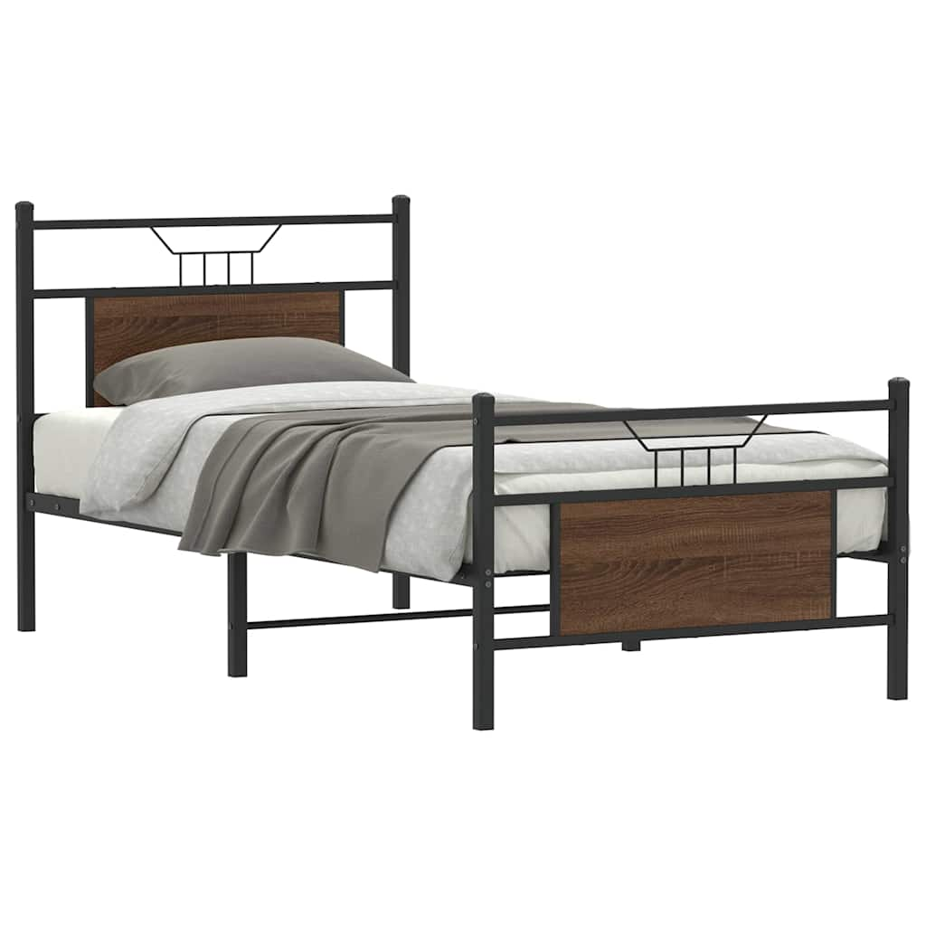 Bed frame without mattress brown oak 80x200 cm wood material