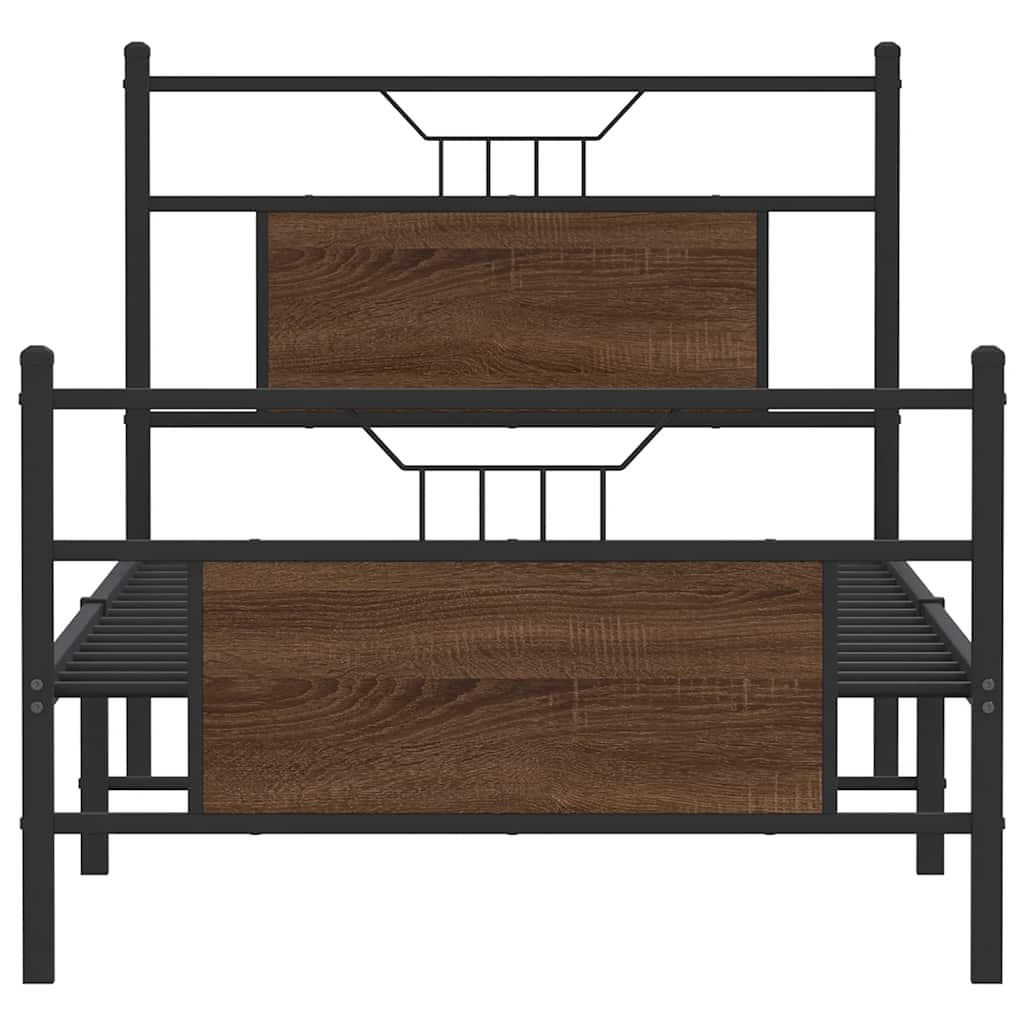 Bed frame without mattress brown oak 90x200 cm wood material