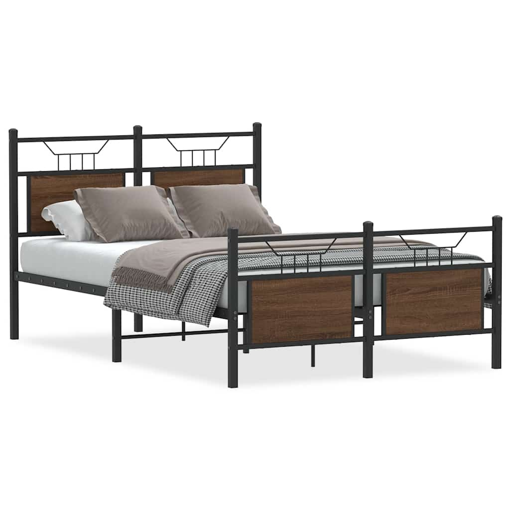 Bed frame without mattress brown oak 120x200 cm wood material