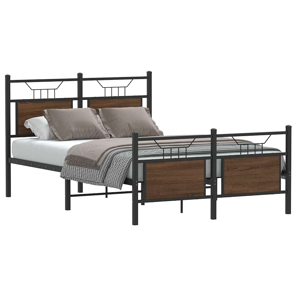 Bed frame without mattress brown oak 120x200 cm wood material