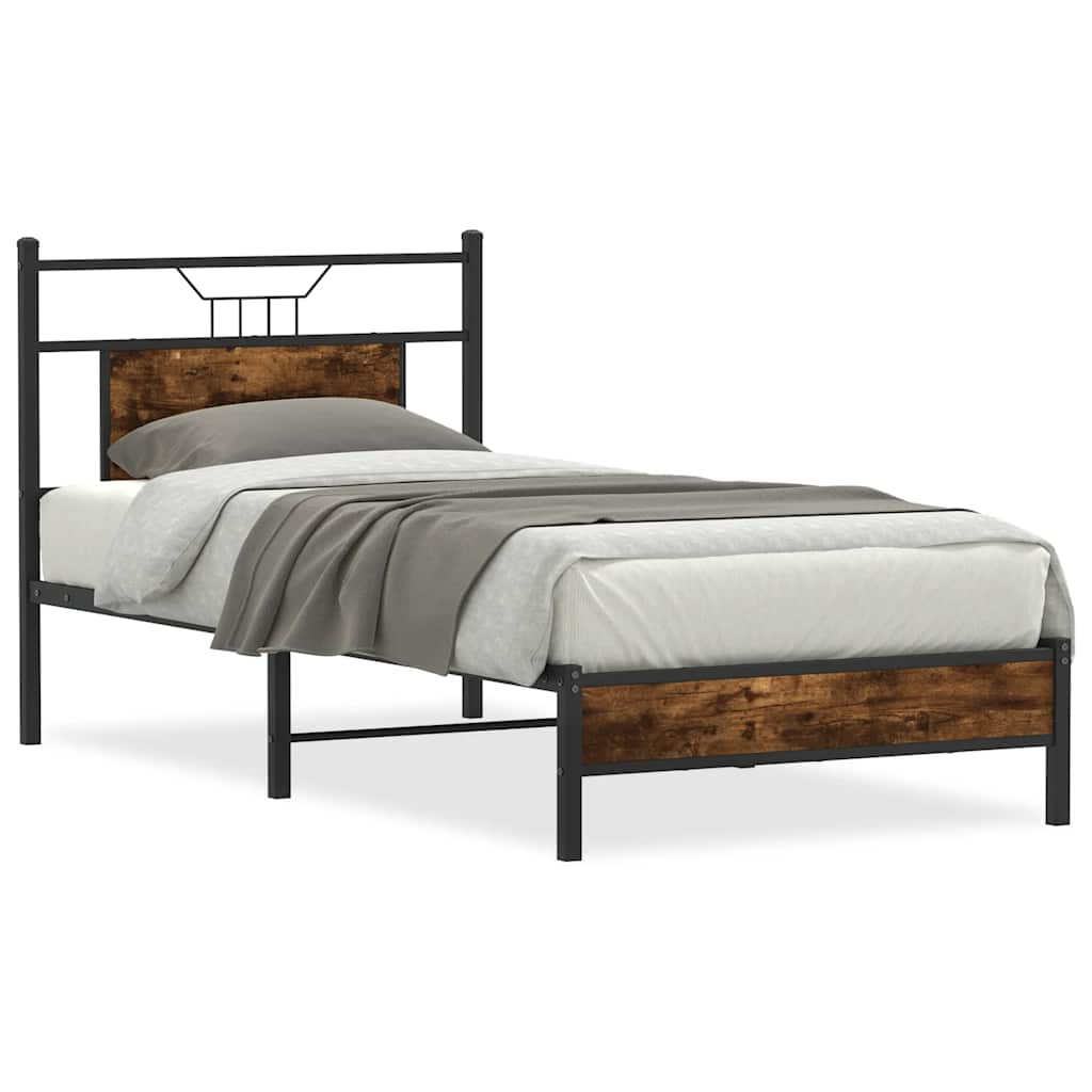 Bed frame without mattress smoked oak 75x190 cm wood material