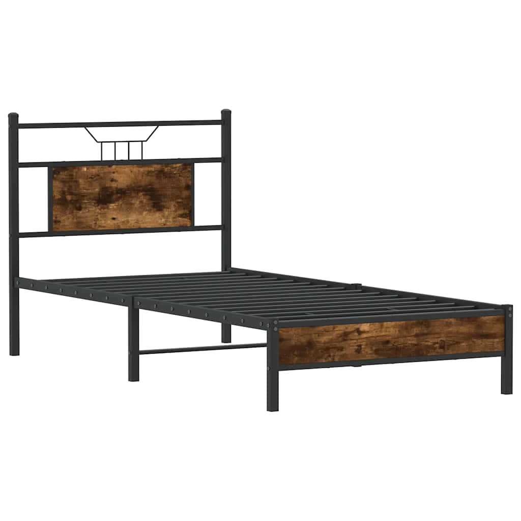 Bed frame without mattress smoked oak 90x190 cm wood material