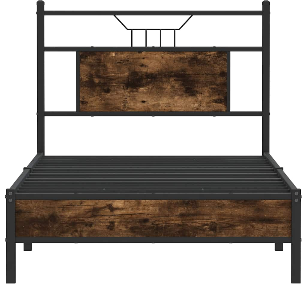 Bed frame without mattress smoked oak 90x190 cm wood material