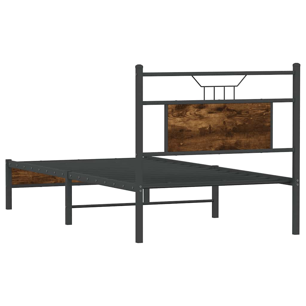 Bed frame without mattress smoked oak 90x190 cm wood material