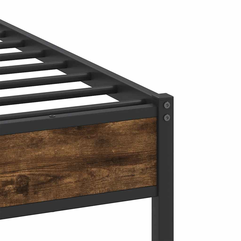 Bed frame without mattress smoked oak 90x190 cm wood material