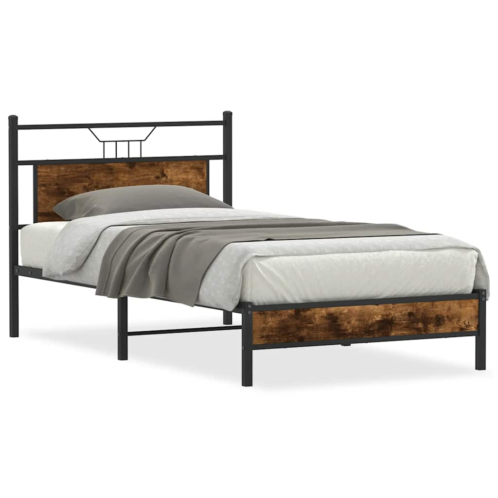 Bed frame without mattress smoked oak 100x200 cm wood material