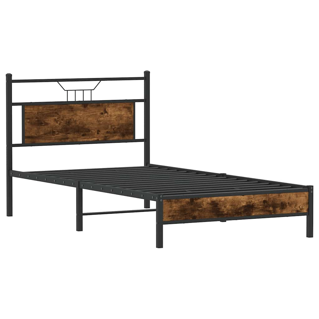 Bed frame without mattress smoked oak 100x200 cm wood material