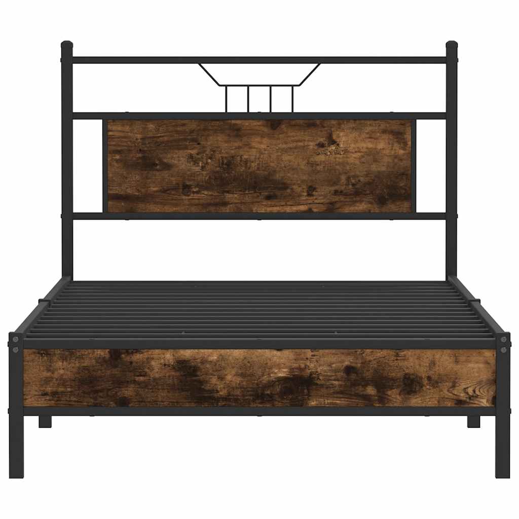 Bed frame without mattress smoked oak 100x200 cm wood material