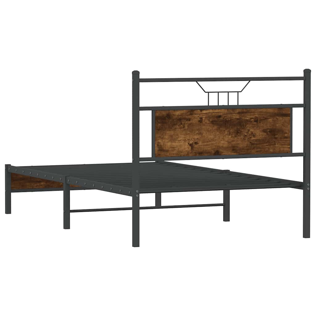 Bed frame without mattress smoked oak 100x200 cm wood material