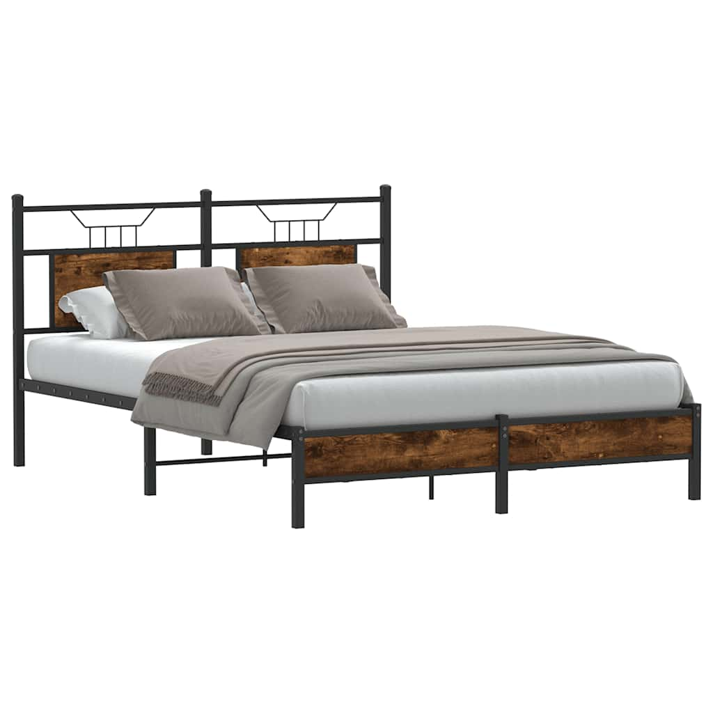 Bed frame without mattress smoked oak 140x190 cm wood material