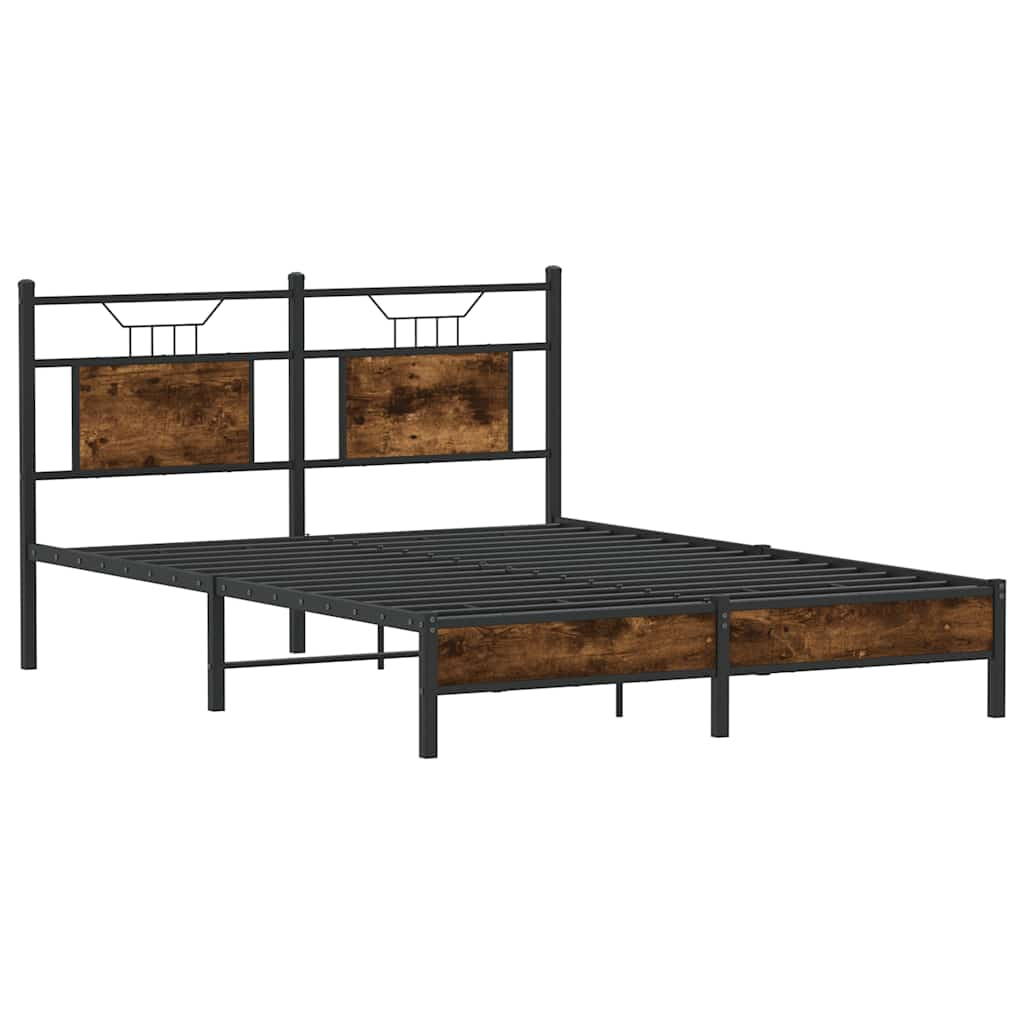 Bed frame without mattress smoked oak 140x190 cm wood material