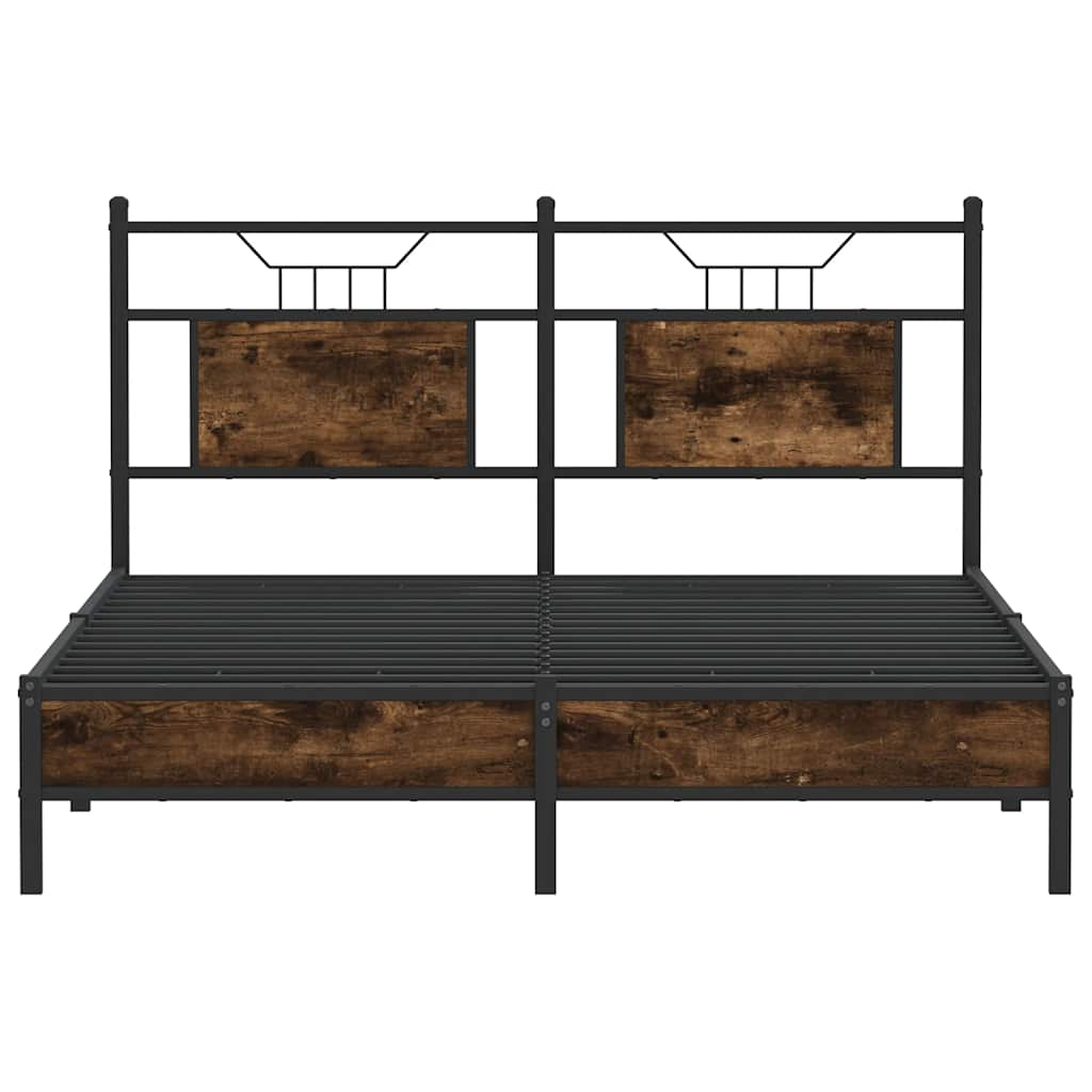 Bed frame without mattress smoked oak 140x190 cm wood material