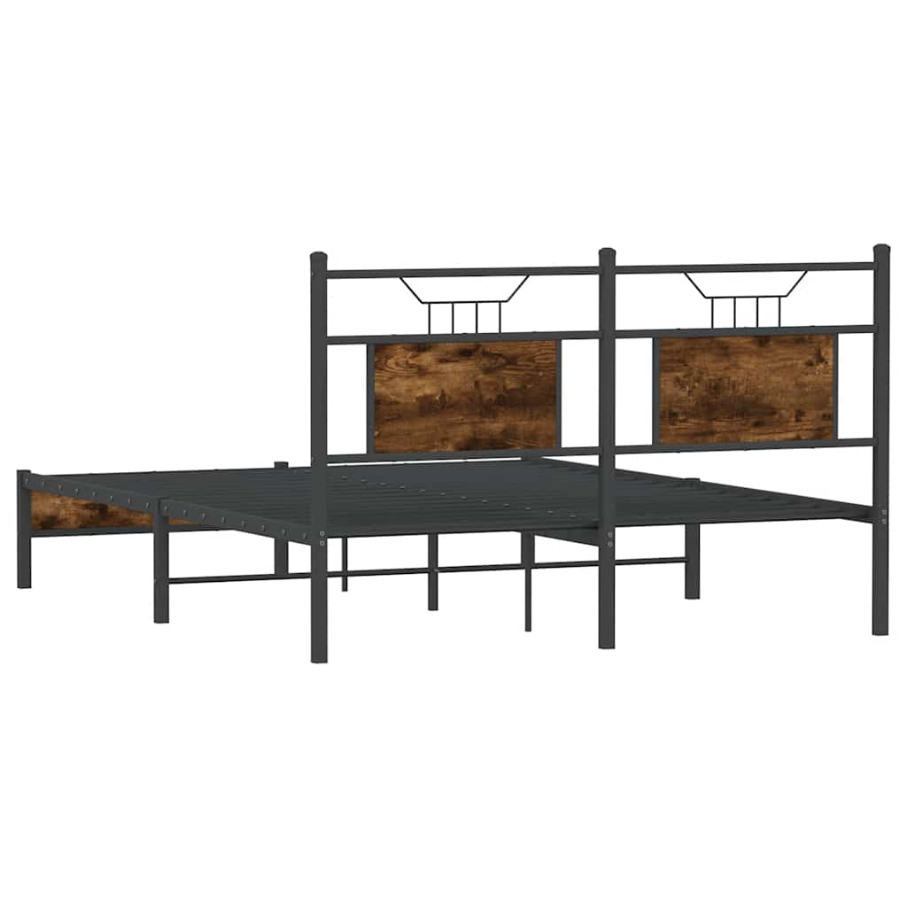 Bed frame without mattress smoked oak 140x190 cm wood material