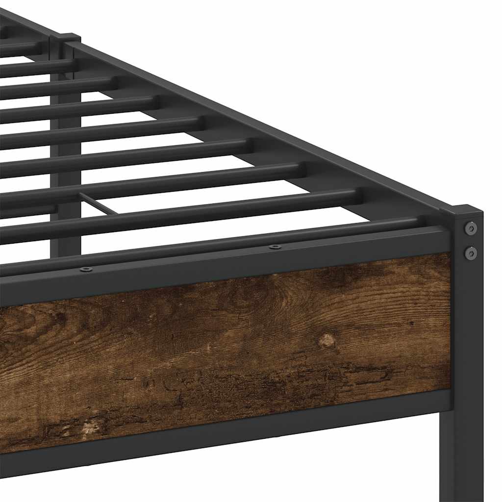 Bed frame without mattress smoked oak 140x190 cm wood material