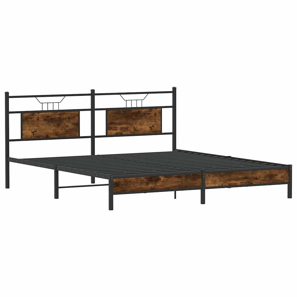 Bed frame without mattress smoked oak 183x213 cm wood material