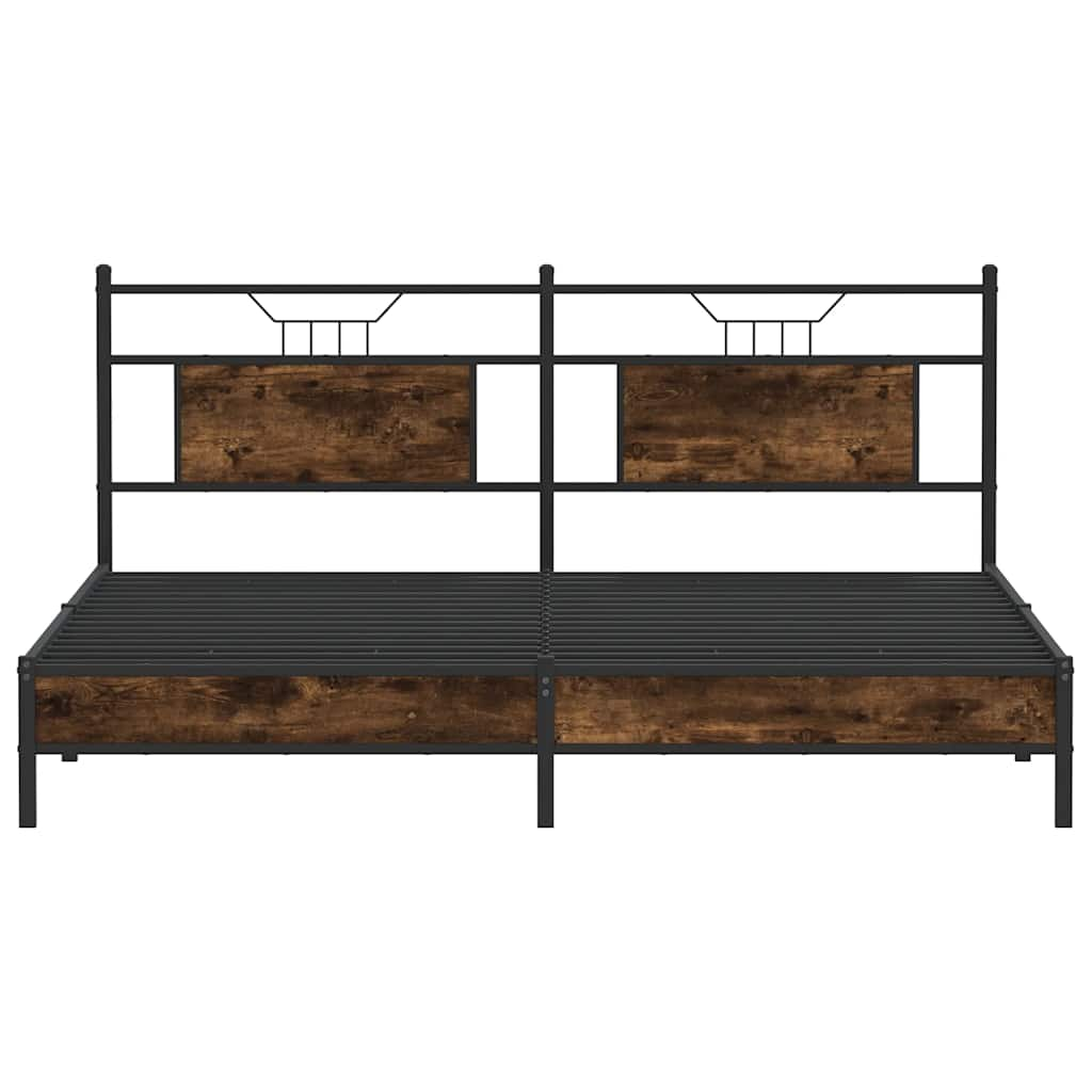 Bed frame without mattress smoked oak 183x213 cm wood material