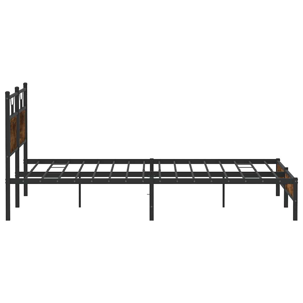 Bed frame without mattress smoked oak 183x213 cm wood material