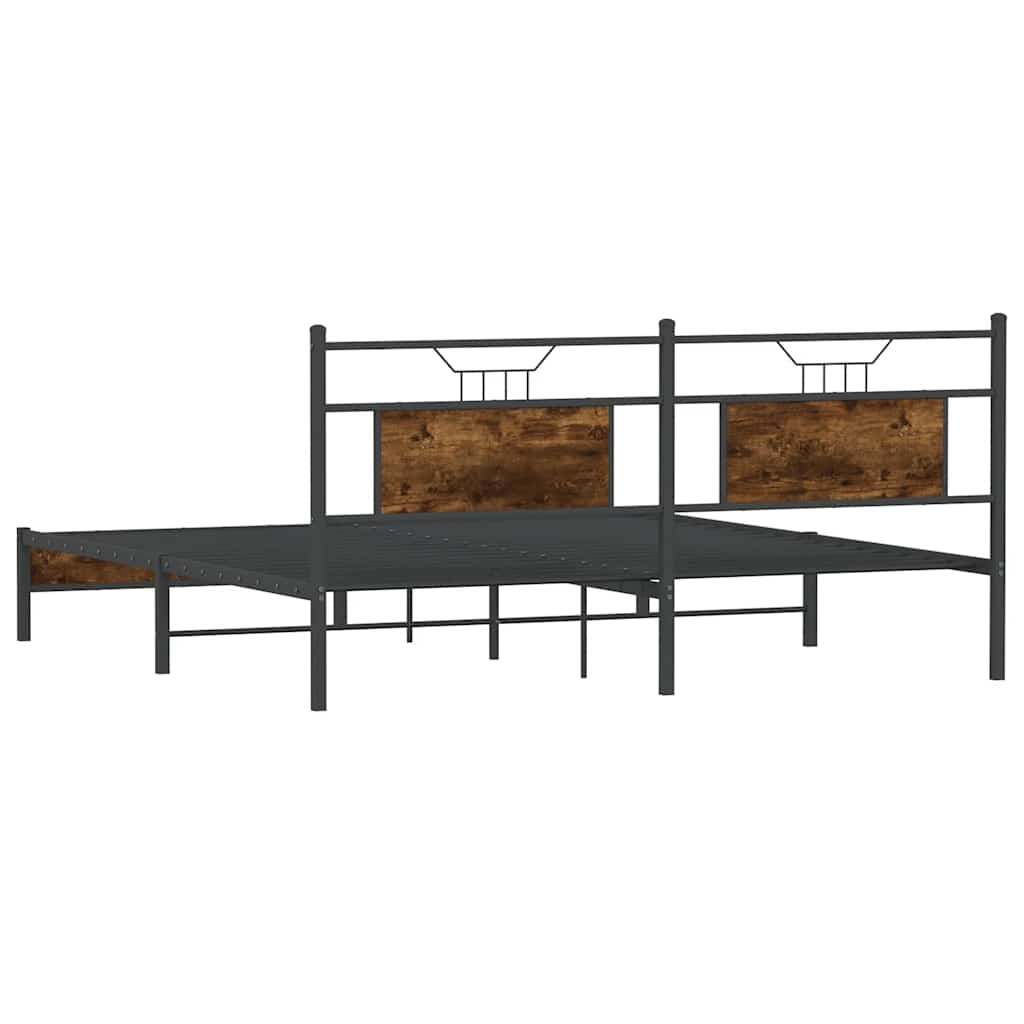 Bed frame without mattress smoked oak 183x213 cm wood material