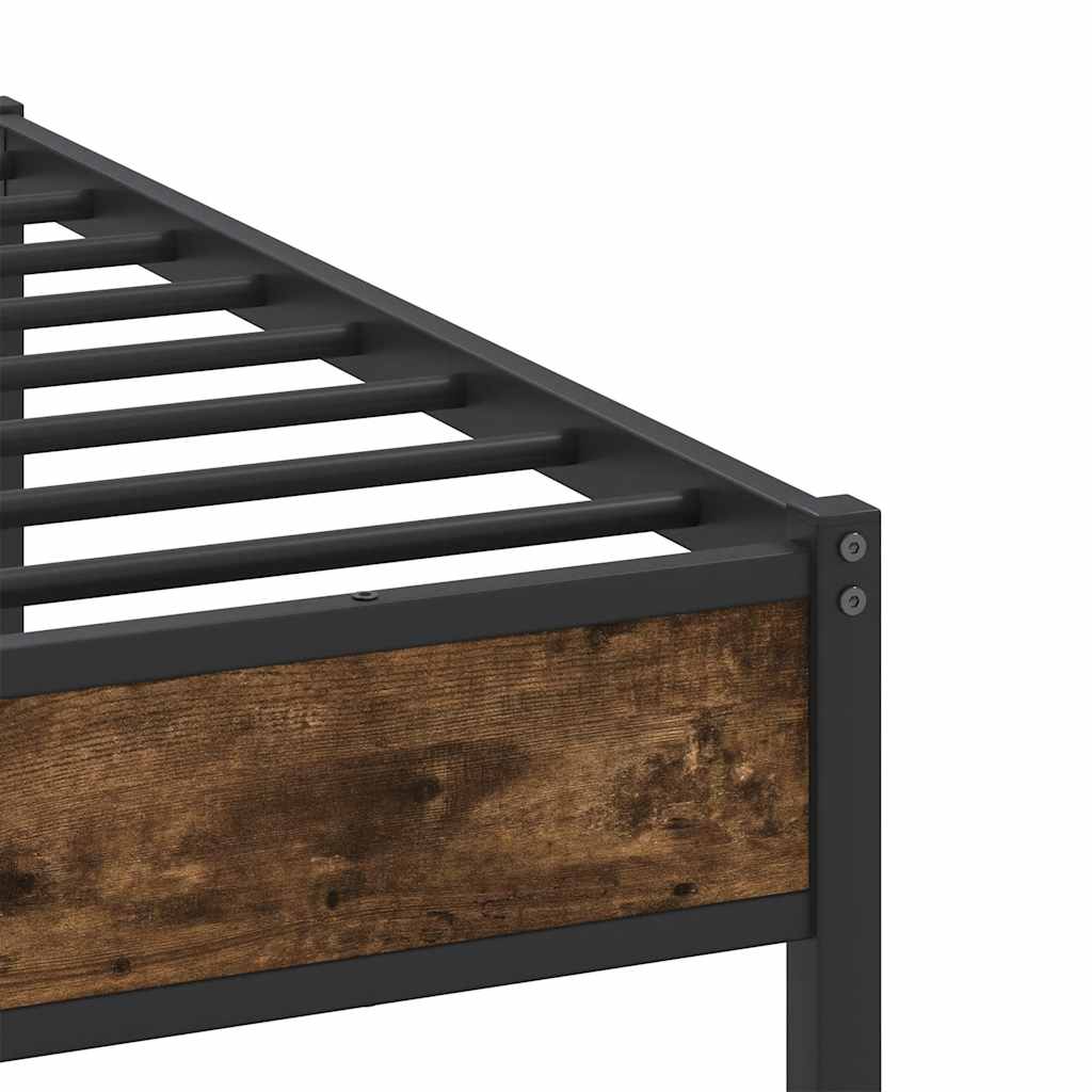 Bed frame without mattress smoked oak 183x213 cm wood material