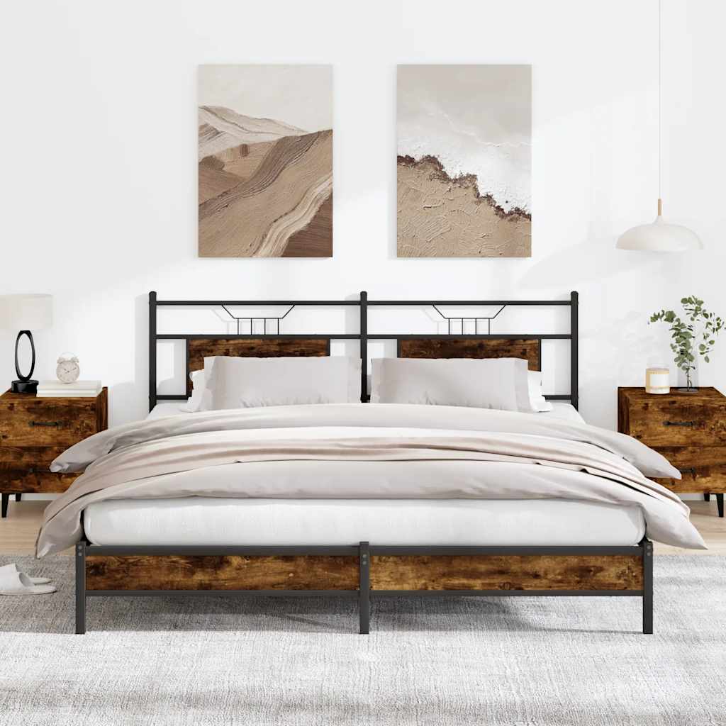 Bed frame without mattress smoked oak 183x213 cm wood material