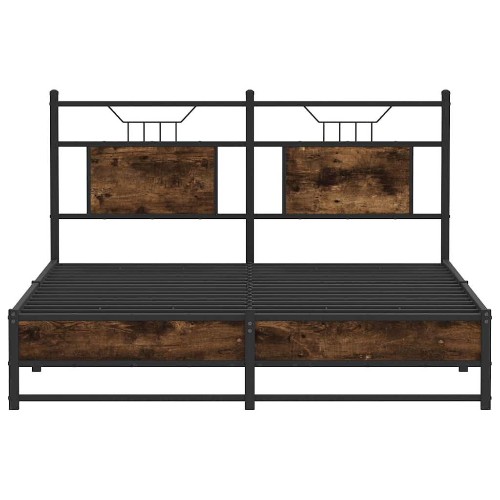 Bed frame without mattress smoked oak 137x190 cm wood material