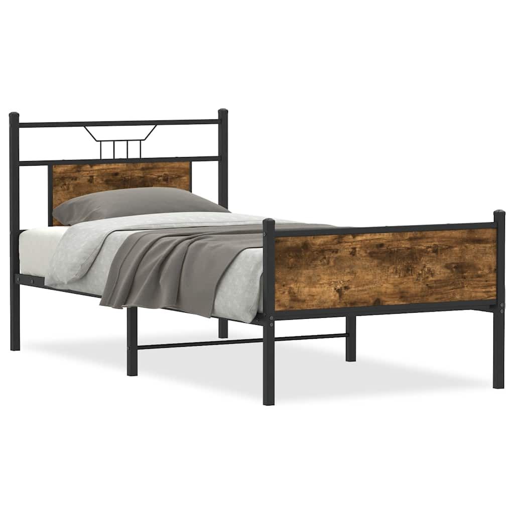 Bed frame without mattress smoked oak 75x190 cm wood material