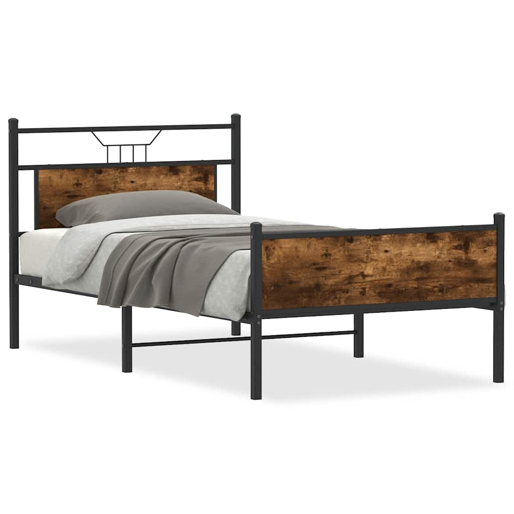 Bed frame without mattress smoked oak 100x200 cm wood material