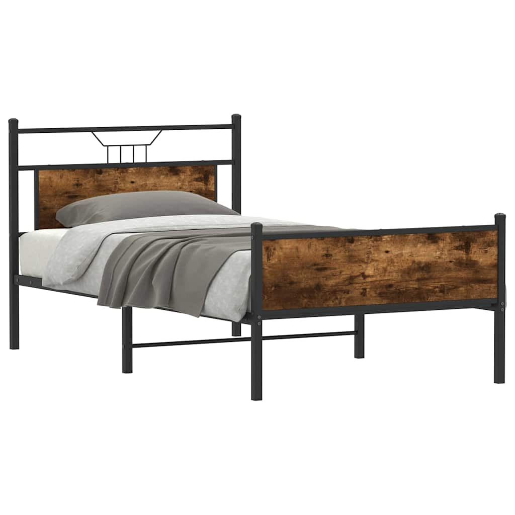 Bed frame without mattress smoked oak 100x200 cm wood material