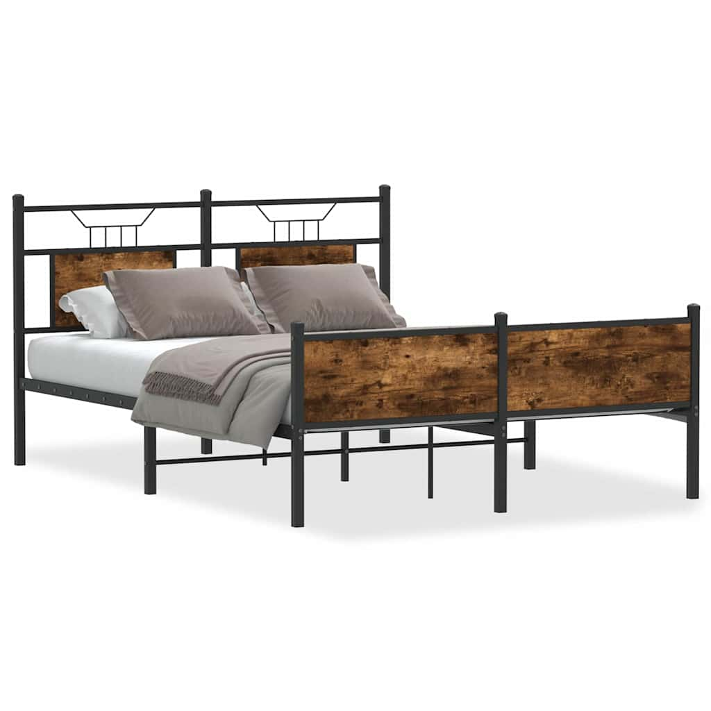 Bed frame without mattress smoked oak 140x190 cm wood material