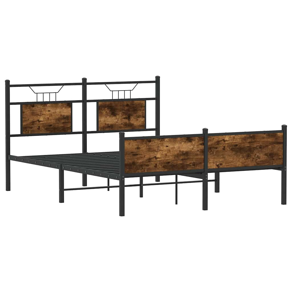 Bed frame without mattress smoked oak 140x190 cm wood material