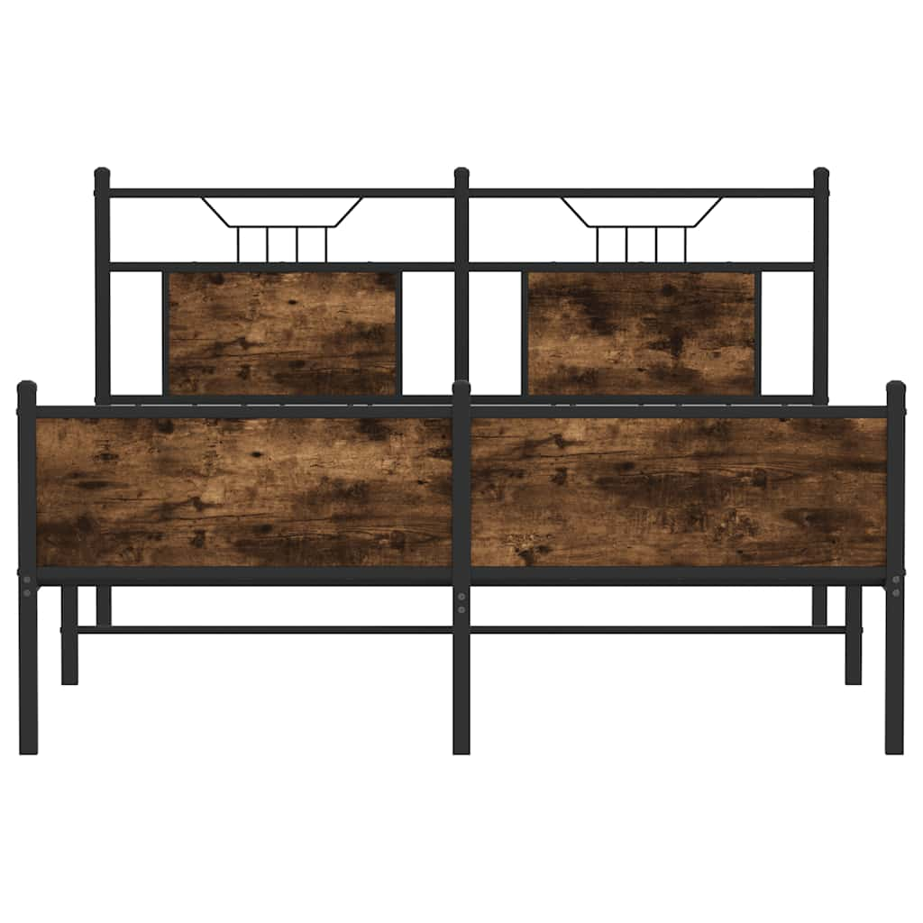 Bed frame without mattress smoked oak 140x190 cm wood material