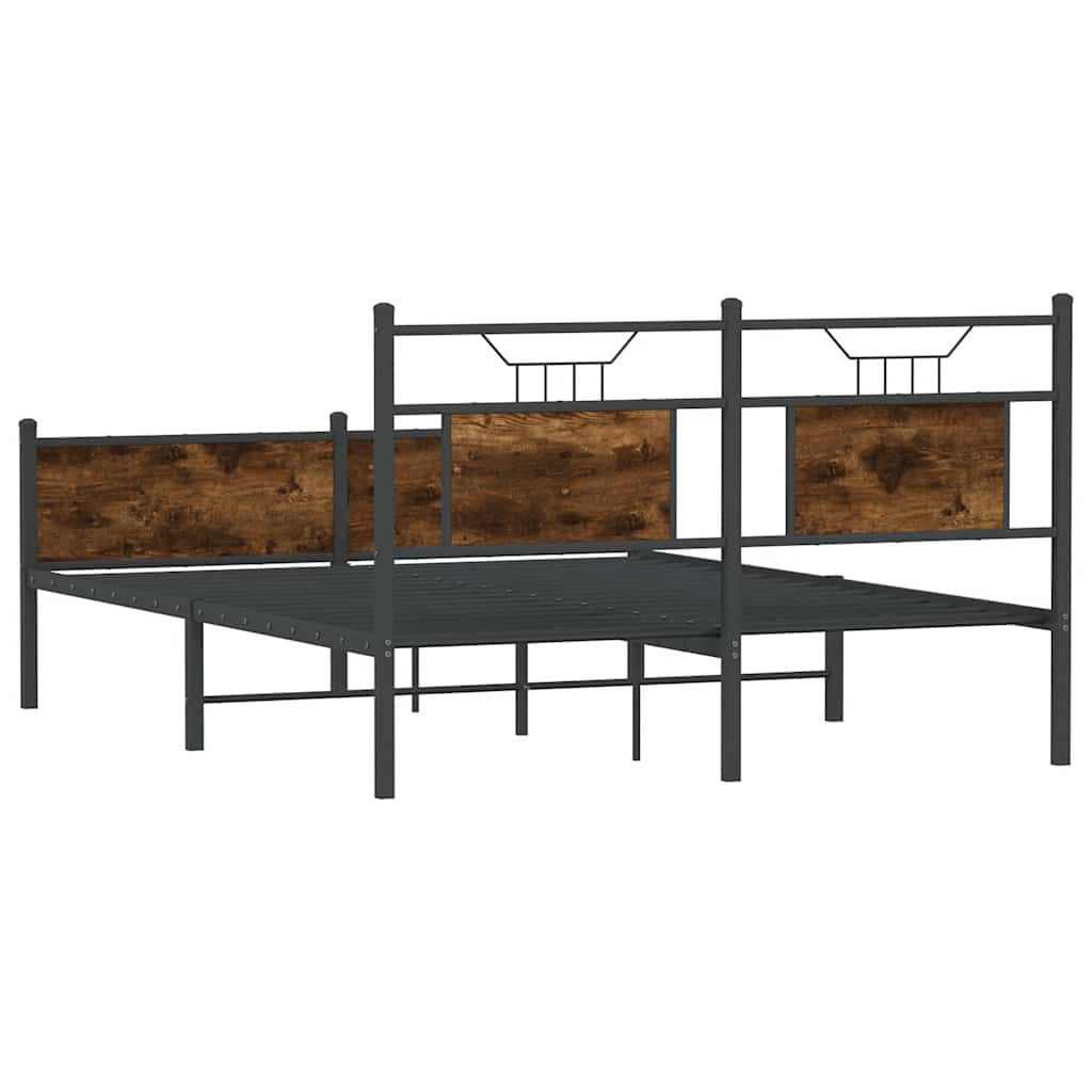 Bed frame without mattress smoked oak 140x190 cm wood material