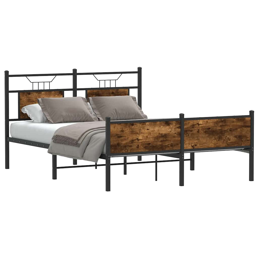 Bed frame without mattress smoked oak 140x190 cm wood material