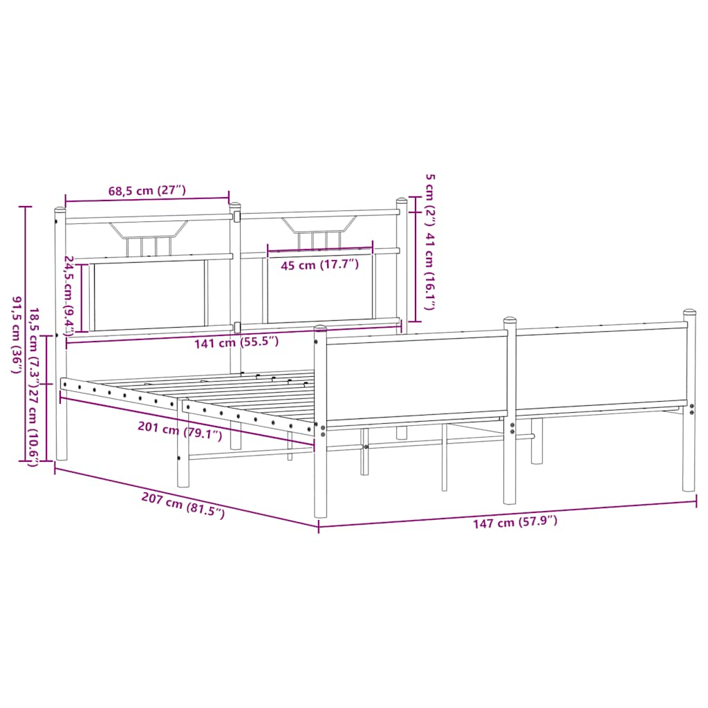 Bettgestell ohne Matratze Räuchereiche 140x200 cm Holzwerkstoff