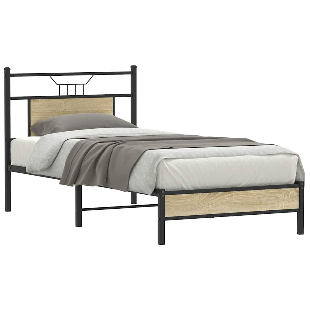 Bed frame without mattress Sonoma oak 90x190 cm wood material