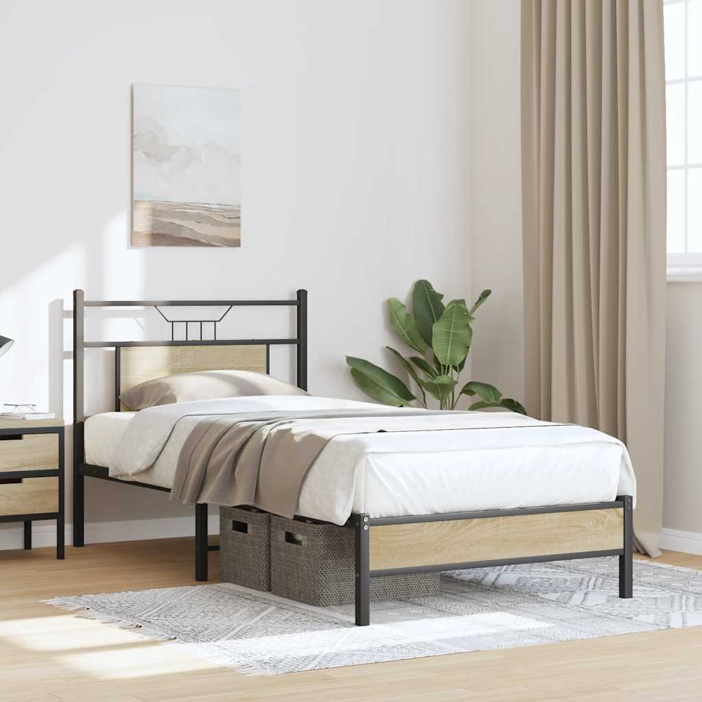 Bed frame without mattress Sonoma oak 90x190 cm wood material