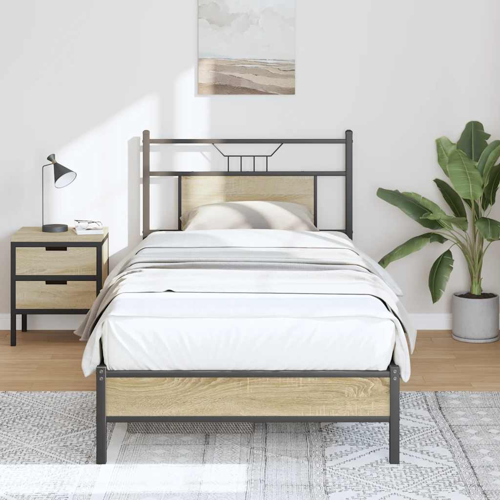 Bed frame without mattress Sonoma oak 90x190 cm wood material