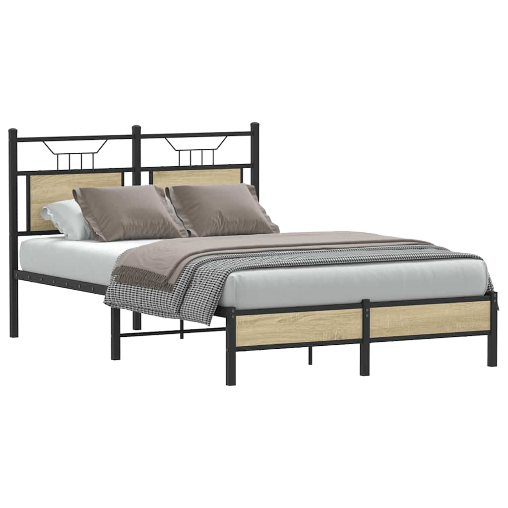 Bed frame without mattress Sonoma oak 120x190 cm wood material