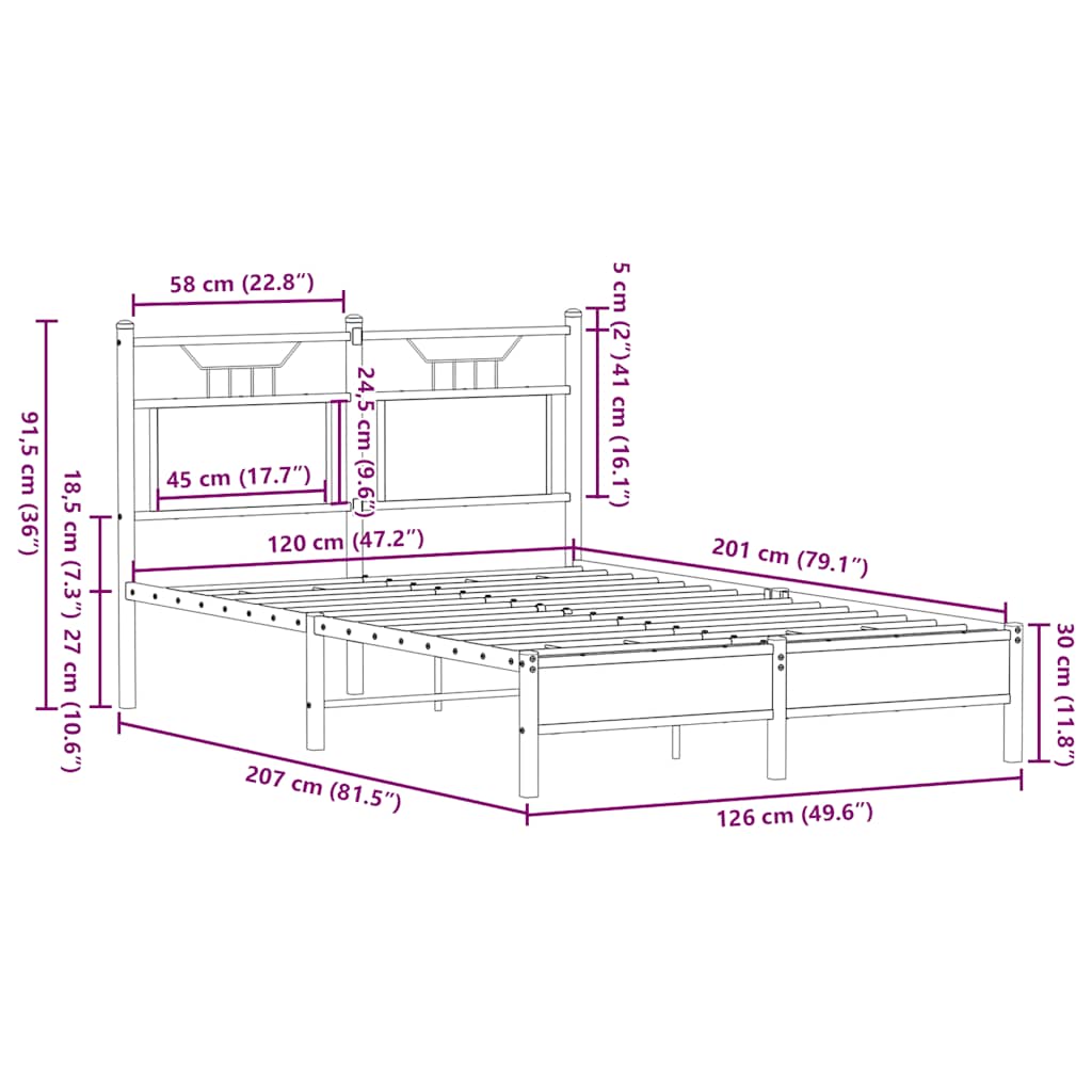 Bettgestell ohne Matratze Sonoma-Eiche 120x200 cm Holzwerkstoff