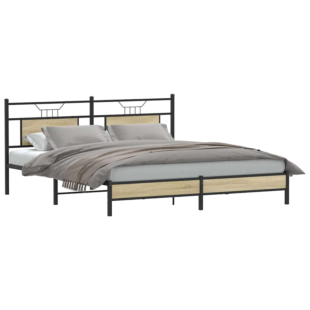 Bed frame without mattress Sonoma oak 160x200 cm wood material