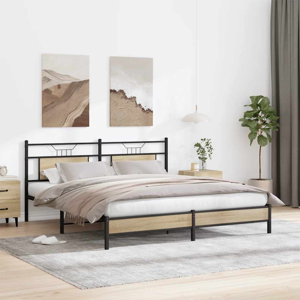 Bed frame without mattress Sonoma oak 160x200 cm wood material