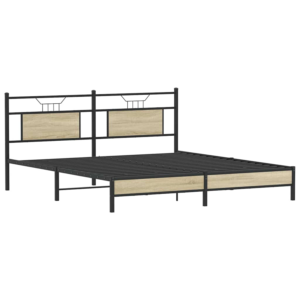 Bed frame without mattress Sonoma oak 160x200 cm wood material