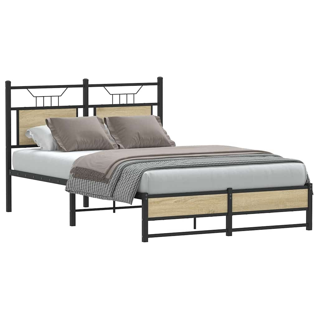 Bed frame without mattress Sonoma oak 120x190 cm wood material