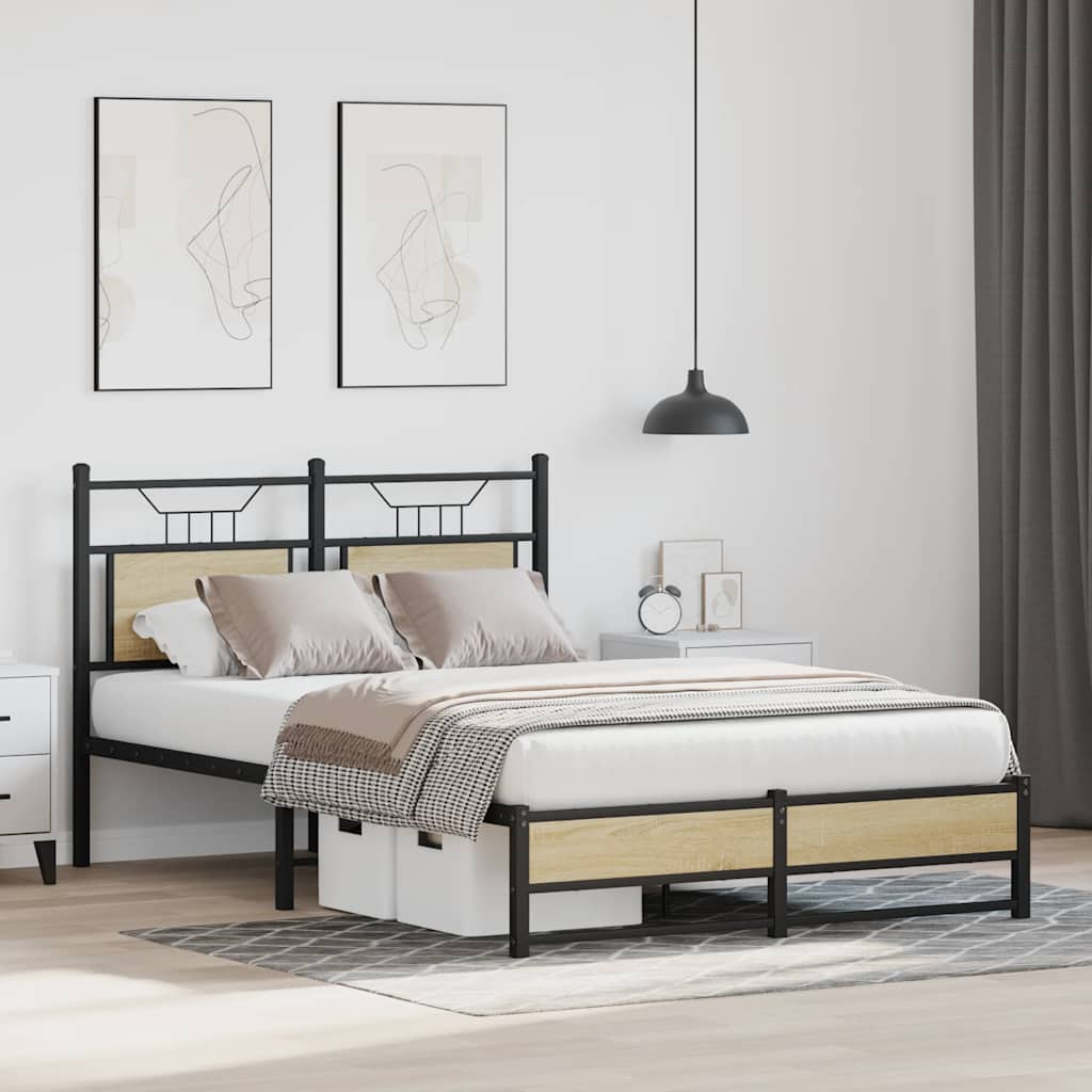 Bed frame without mattress Sonoma oak 120x190 cm wood material